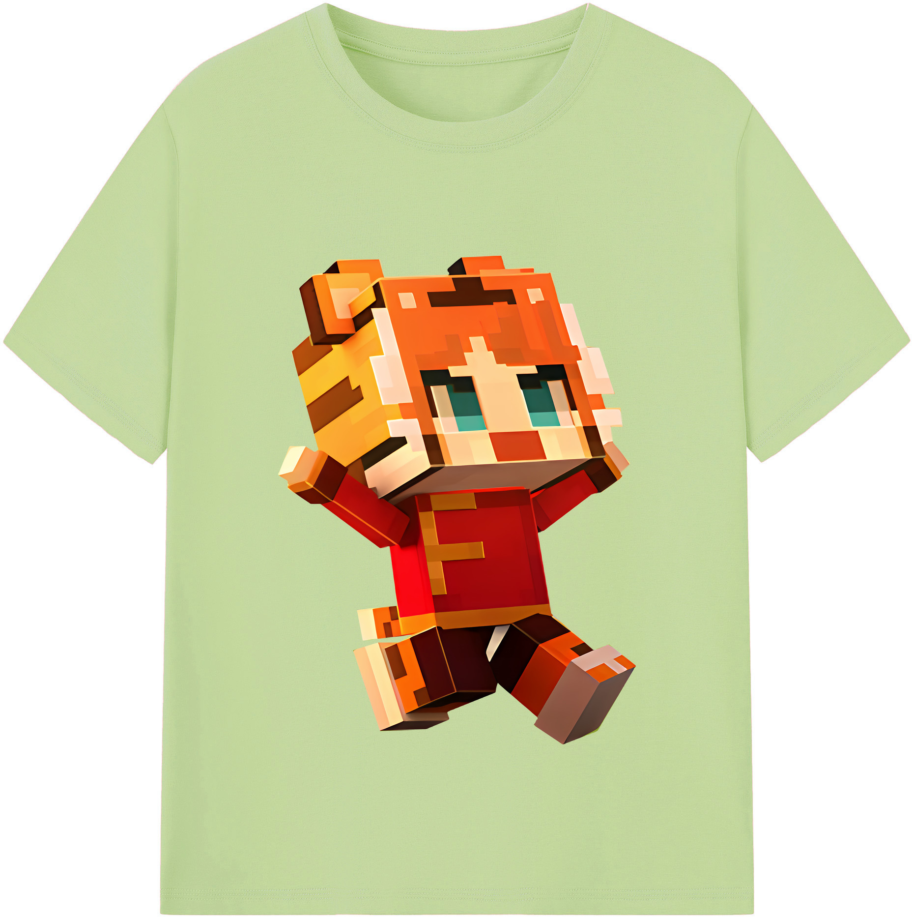 （画像用） マインクラフト ブロックの世界 Minecraft MC Block world 綿100％半袖Tシャツ（フロントプリント）